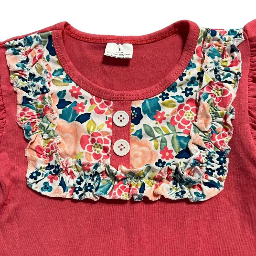 Girls 4T Floral Ruffle Peplum Top & Pants Set
